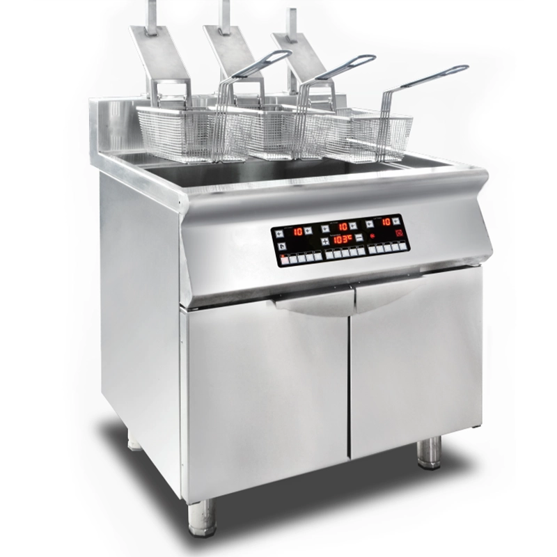 Multifunctional commercial induction deep fryer with automatic lifting and constant temperature control, suitable for large-scale fried food