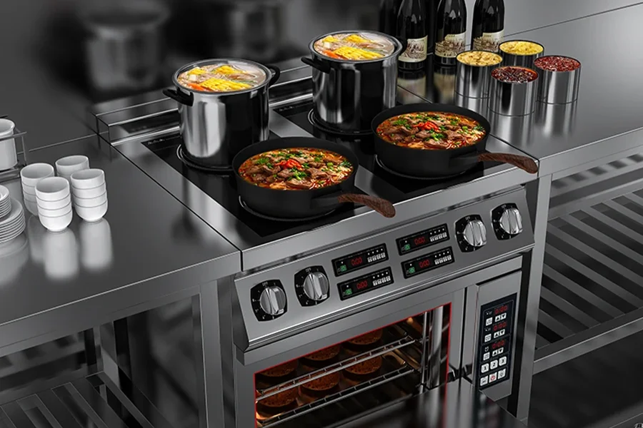 Commercial kitchen induction cooktops, with their durability and design suitable for high-intensity cooking environments