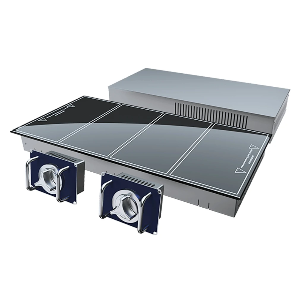 Multi-Zone heating 4 burner induction cooker with 14kW power built for commercial kitchens.