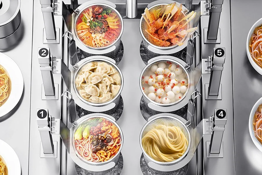 Smart noodle cooker with automatic basket lifting system for consistent cooking