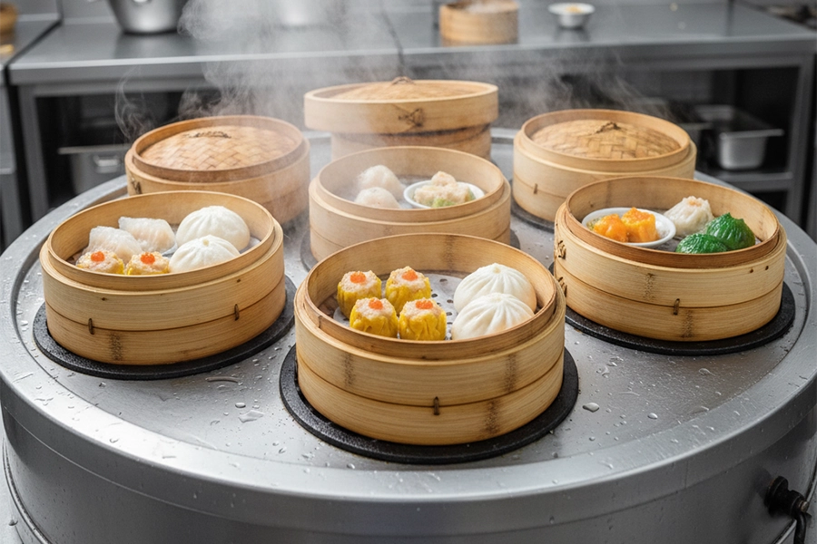 Restaurant-grade Commercial Dim Sum Steamer with stable temperature