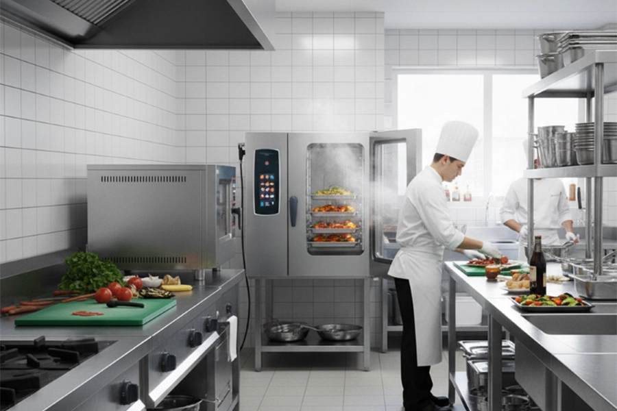 Steam and convection heat combination for crispy and tender cooking results