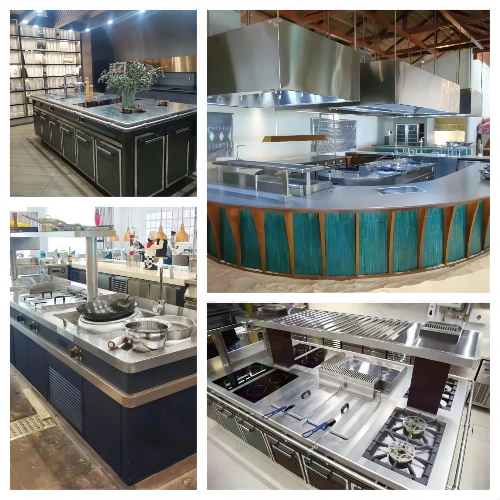 Cookline kitchen island with integrated gas and induction cooktops