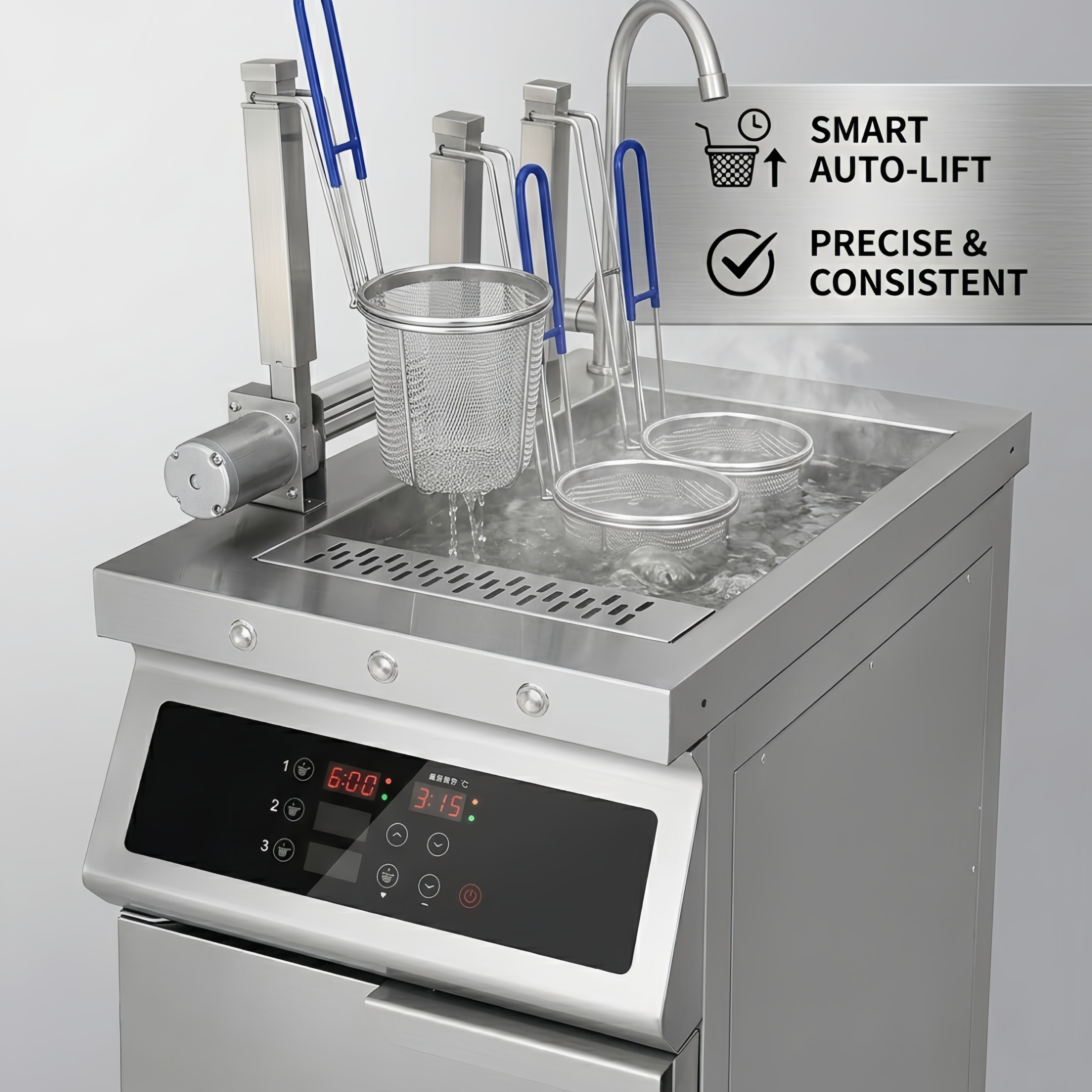 Commercial Noodle Cooker with Smart Auto Lift System scaled