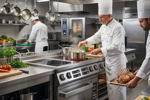 4 burner commercial induction cooker with stainless steel construction for professional kitchens