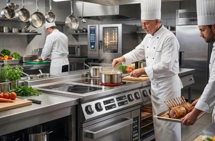 4 burner commercial induction cooker with stainless steel construction for professional kitchens